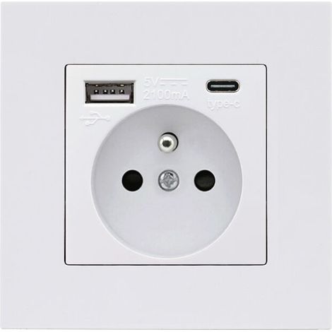Französische Typ-C+USB16A Typ 86 Steckdosenleiste, Anzahl der Steckdosen: 2 Löcher, Anzahl der USB-Anschlüsse: 1, Anzahl der Typ-C-Anschlüsse: 1, (1/5)
