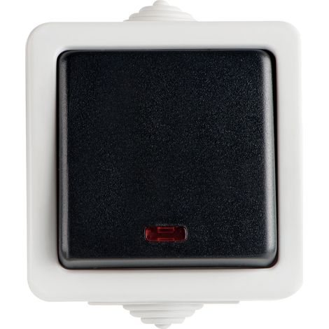 Interruttore a parete impermeabile - 1 leva - retroilluminato - IP54 - grigio (1/2)