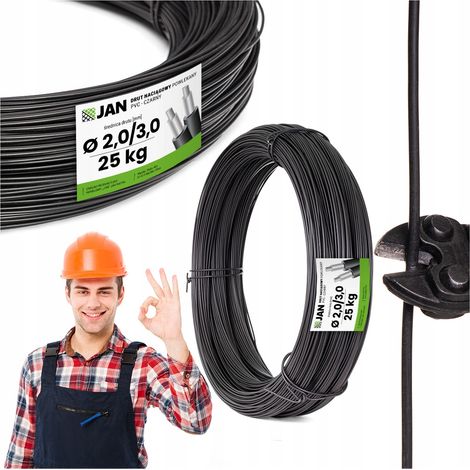 Fil revêtu noir, fil de tension pour verger, OC PVC 3.0, pour mailles de 25 kg, 750 m