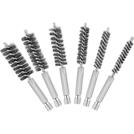 6 pièces Brosse métallique perceuse alésage Brosse de Nettoyage Ensemble avec poignée 1/4 Pouce Tige hexagonale pour perceuse électrique perceuse à Percussion (1/5)