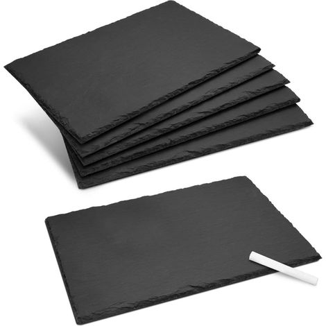 Lot 6 Planches Ardoise 30x20cm - Plateaux Rectangulaires Naturels - Service Fromage Apéro Tapas Dessert - Idéal Buffet et Repas (1/5)