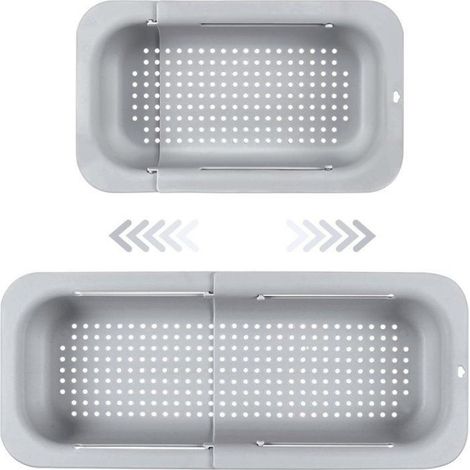 Panier Égouttoir pour Évier, Rétractable et Polyvalent pour Légumes ou Vaisselle, Gris (1/5)