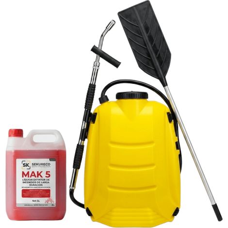 Pack de batefuegos forestal con mango fijo, mochila extintor forestal y retardante de incendios forestales MAK5 (1/5)