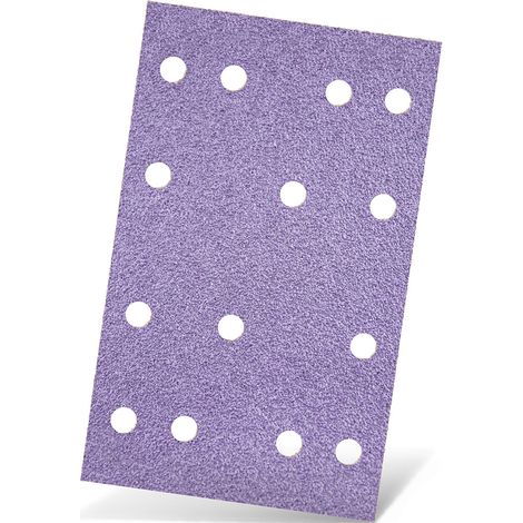 MENZER Purple HD Carte abrasive velcrate, 133 x 80 mm, 14 fori, p. Levigatrici orbitali, Miscela di ceramica (50 Pz.) G180 (1/5)