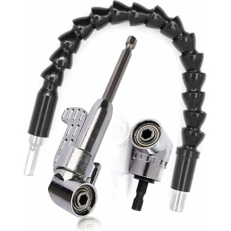 Foret à angle droit et kit d\'extension d\'angle flexible, Renvoi d\'Angle Visseuse Coudée à Angle Droit 105 Degrés Tige Hexagonale 1/4" pour Perceuse-Fei Yu (1/5)