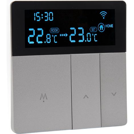 Programmierbarer digitaler Thermostat in Grau, großes LCD-Display, 3 m lange Sonde, 16 A AC90–240 V Elektroheizung, kein WLAN, Fernsteuerung per App (1/5)