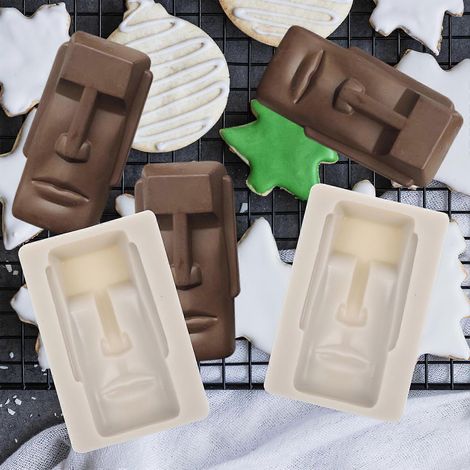 Moules à chocolat en silicone faits maison en forme de statue Moai, lot de 2 (1/5)