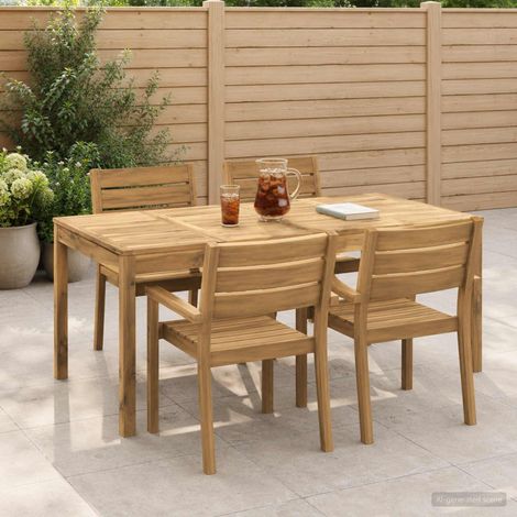 vidaXL Mesa de cena de jardín Blanco 180 x 88,5 x 75 cm (1/5)