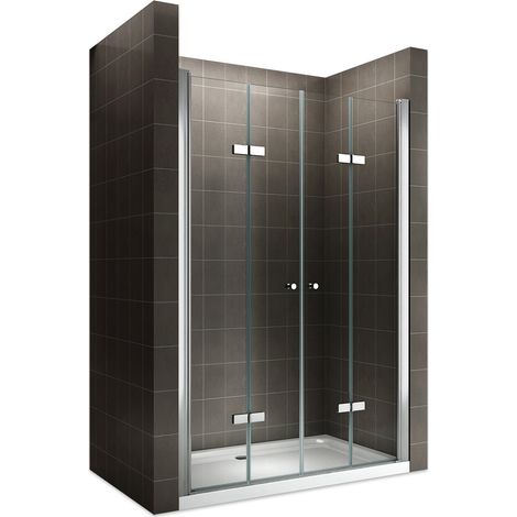 EMMY Porte de douche pliante pivotante H 185 cm largeur réglable 92 à 96 cm verre transparent (1/5)