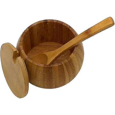 Pot à épices en bambou, sucrier, récipient de rangement pour le thé et les épices avec cuillère (1/5)