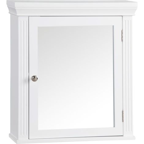 Teamson Home – Armoire à pharmacie murale en bois blanc avec miroir – 2 étagères réglables – Dimensions L 47cm x l 14cm x H 50.8cm – 6544