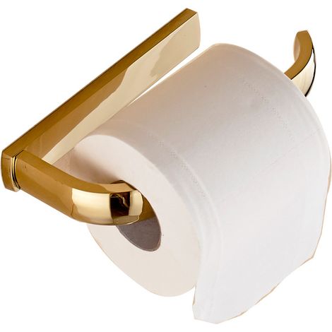 Porte Papier Toilette Rouleau, en Laiton Set d'Accessoires de Salle de Bains Fixation Murale Finition Or Européen de Luxe Simple Moderne Contemporain (1/5)