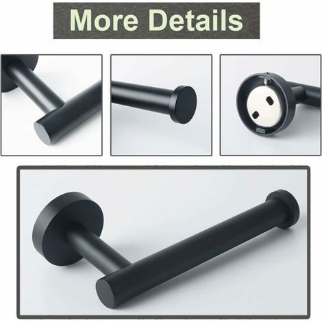 Porte Rouleau Papier Toilette - Acier Inoxydable SUS304 - Finition Noire Mate - Pour Salle De Bain Et Cuisine - 1 Pièce (1/5)