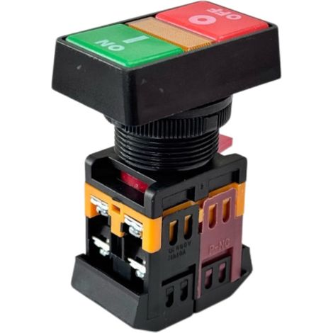 Trade-Shop Drucktastenschalter, Rot / Grün mit integrierter LED-Anzeige PPBB-30N Doppeldrucktaster (NO – Normally Open) IP40 (1/4)