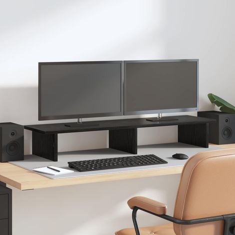 vidaXL Supporto per Monitor Rovere Nero 100 x 27 x 15 cm (1/5)