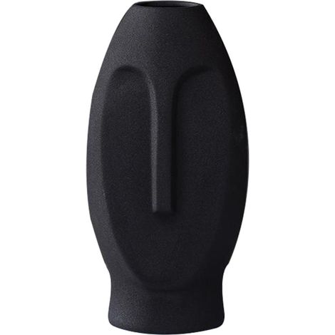 Vase En Céramique Pour Bouquet De Tiges Séchées Composition Florale Noir 9.5x18.5cm (1/5)