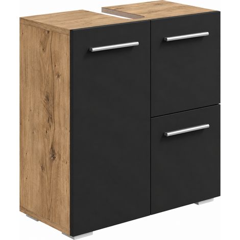 Mobili da bagno Mars 60 x 30 x 60cm Rovere Castagno con Grigio - armadio