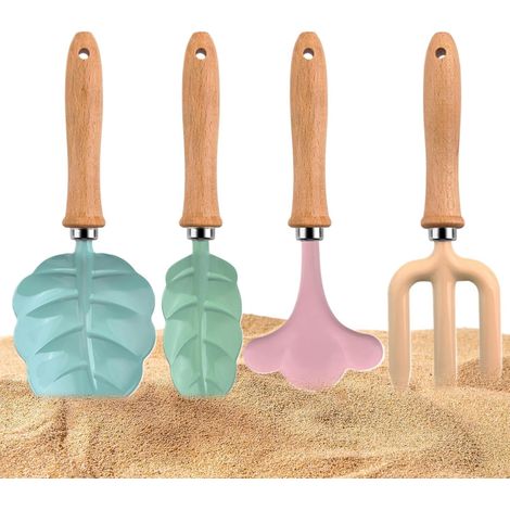 Instruments de jardinage pour quatre pièces portables en forme de feuille  Outils jardin enfant, pelle et plage Pour plage cour bac à sable pelouse et extérieur (1/5)
