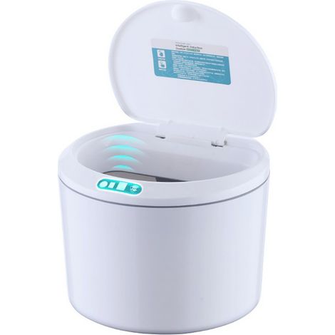 Automatischer 3-Liter-Büroabfalleimer mit Sensor und Deckel, batteriebetrieben, für Fahrzeug und Arbeitsplatz. (1/5)