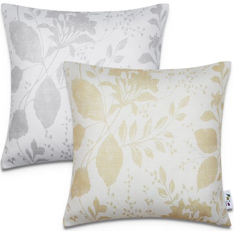 Paco Home Lot De 2 Housse Coussin 45x45 Housse Coussin Déco Rayures Intérieur Extérieur 2pcs-Set, Gris - Or