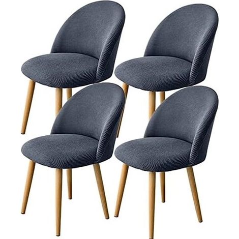 Housse De Chaises Salle À Manger Scandinave 4 pièces Extensible Arc De Coquille Jacquard Spande Grise (1/5)