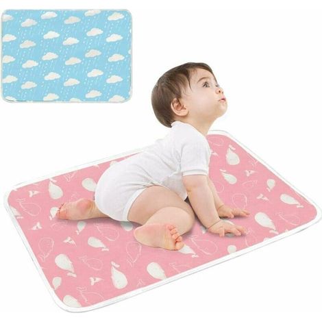 Matelas à langer imperméable pour bébé, housse de matelas à langer imperméable, matelas à langer en coton lavable pour incontinence pour nouveau-nés, enfants, adultes, rose (1/5)