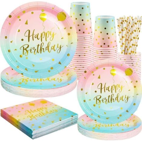 25 assiettes jetables rose, 7 et 9 pouces, papier alimentaire, vaisselle fête anniversaire enfant