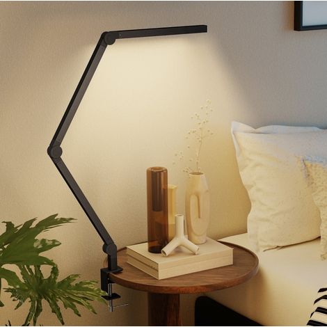 Lámpara de escritorio LED con pinza, brillo y color regulables, 96 LED, negro DESVIAE (1/5)