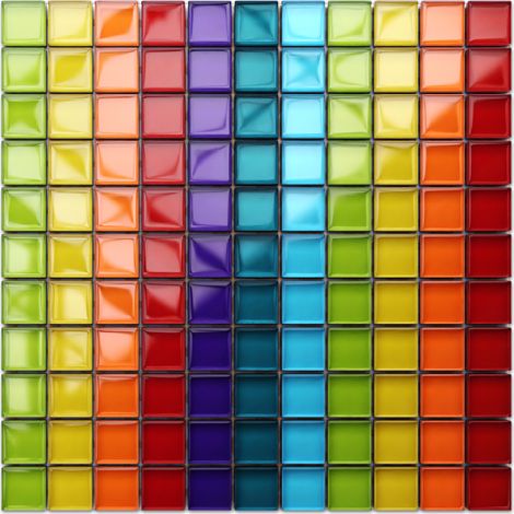 Ilcom mosaico in vetro su rete per bagno e cucina 30cm x 30cm - Rainbow river (1/5)