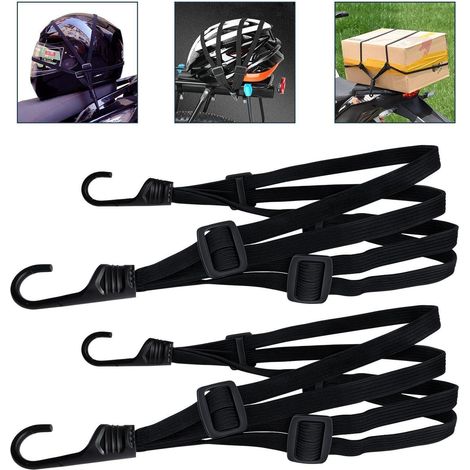 2x Gepäckspanner mit Haken, 60cm, 4-fach verstellbar, Schwarz (1/5)