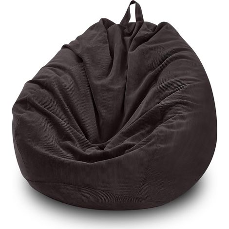 Housse de pouf poire en velours côtelé doux - Housse de pouf de rangement pour enfants, adultes, animaux de compagnie, chiens, chats (gris foncé) (1/5)