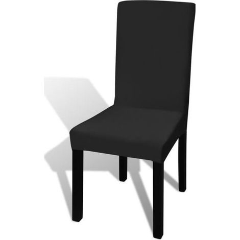 Housses extensibles pour chaise - 6 pièces - Noir (1/4)
