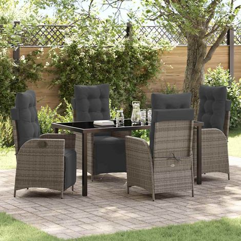 Conjunto de Comedor de Jardín 5 pcs Gris Poliratán vidaXL (1/5)