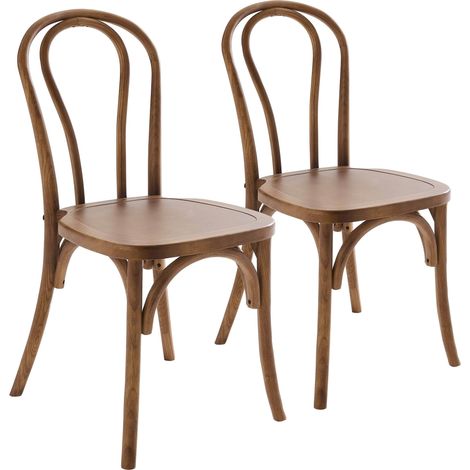 Lot de 2 chaises style bistrot en bois d'orme foncé (1/5)