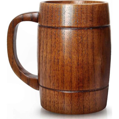 Chope à bière en bois Viking 414 ml - Grande chope en bois pour hommes et femmes, idéale pour le café, le thé ou comme cadeau. (1/5)