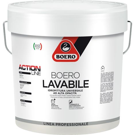 BOERO LAVABILE 14 Litri pittura idropittura extra bianca lavabile antiumidità per interni