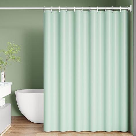 Rideau de douche - Rideau de douche imperméable - Rideau de séparation de douche - Avec anneaux en plastique - Pour douche et baignoire - 180 x 180 cm - PEVA - Vert clair (1/4)