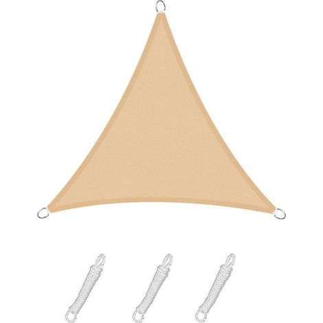 Voile d'ombrage Triangle 3x3x3m Color Sable,Toile Imperméable Une Protection des Rayons UV à 95%, pour en Plein air, Jardin & terrasse, Piscine (1/5)