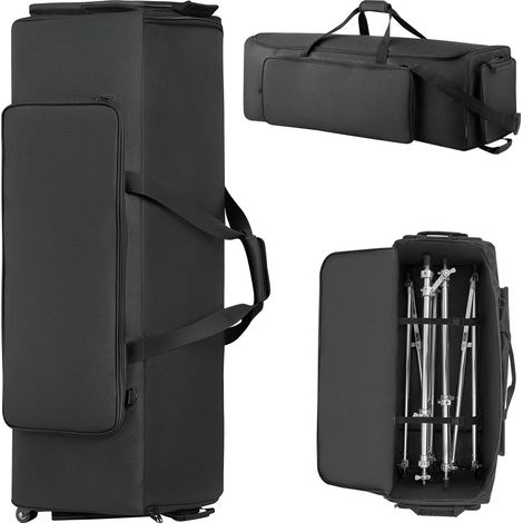 Sac à Roulettes pour Accessoires de Batterie, 1680D, Housse de Transport pour Matériel de Batterie et Support, avec Poignée, Fermeture Éclair Résistante, Roulettes PVC, Multiples Poches, Noir (1/5)