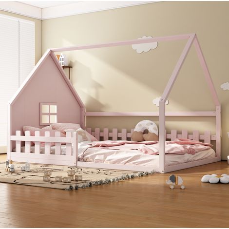 letto camera 140x200 casa con sponde in pino rosa HAVRYA (1/5)