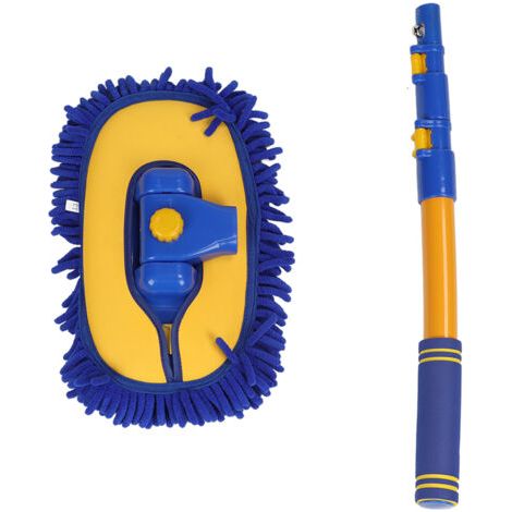 Brosse de lavage de voiture télescopique à long manche, serpillière de nettoyage en microfibre douce super absorbante pour vitres et climatiseurs