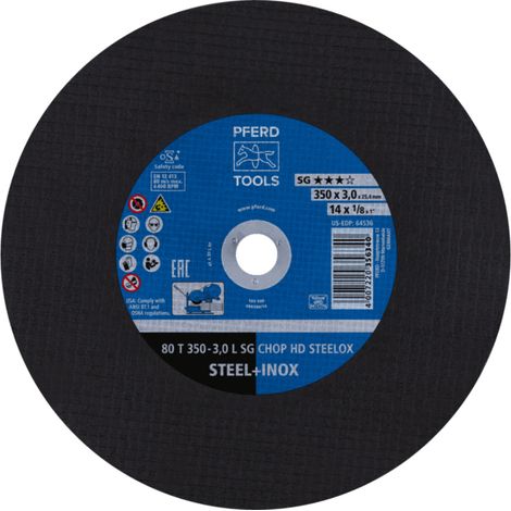 PFERD TOOLS Trennscheibe T 350x3,0x25,4 mm Leistungslinie SG CHOP HD STEELOX für Stahl/Edelstahl 10 Stk