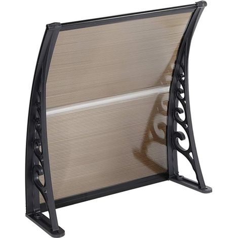 Transparent de Porte d'entree Marron Marquise de fenêtres en Polycarbonate, Marquise Solaire abri banne entrée Protection avec Support(100  100cm Marron)