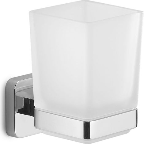 Wand-Zahnputzbecher Aus Edelstahl, Chromall Und Satiniertem Glas, Chromfarben  Tahiti