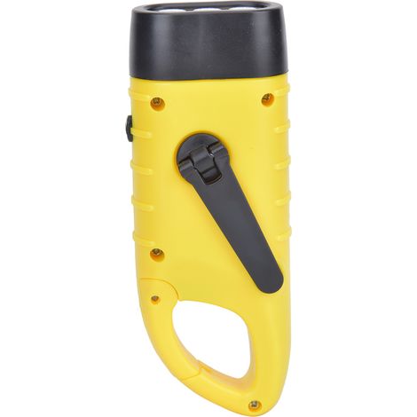 AT5503 Lampe torche solaire à manivelle en plastique ABS, lampe torche LED portable d'urgence pour l'escalade et le camping, jaune citron (1/5)