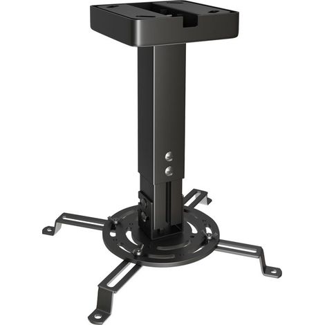 Support de plafond pour projecteur universel télescopique noir, réglable en hauteur de 25 à 35 cm, quatre bras de support réglables pour tous les projecteurs maison standards home cinéma (1/4)