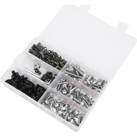 198 pièces/ensembles de vis de carénage de pare-brise, kits de boulons M5 et M6, accessoires de moto, argent. (1/5)