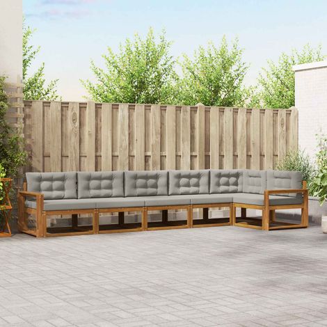 vidaXL Outdoor-Sofagarnitur mit Kissen 6 pcs Natürlich und Hellgrau (1/5)