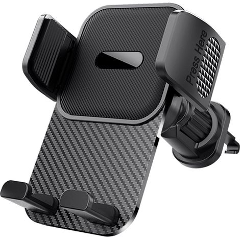 Support de téléphone pour voiture - Rotation à 360 degrés - Compatible avec les grilles d'aération - Noir (1/5)