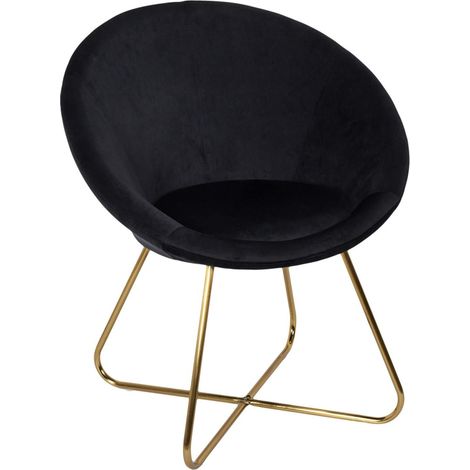 Fauteuil Design Velours "Karl" 83cm Noir (1/5)
